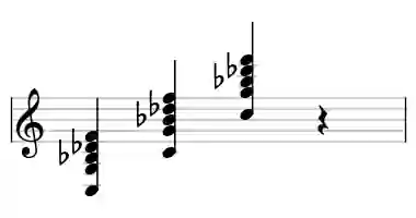 Sheet music of C 11b9 in three octaves